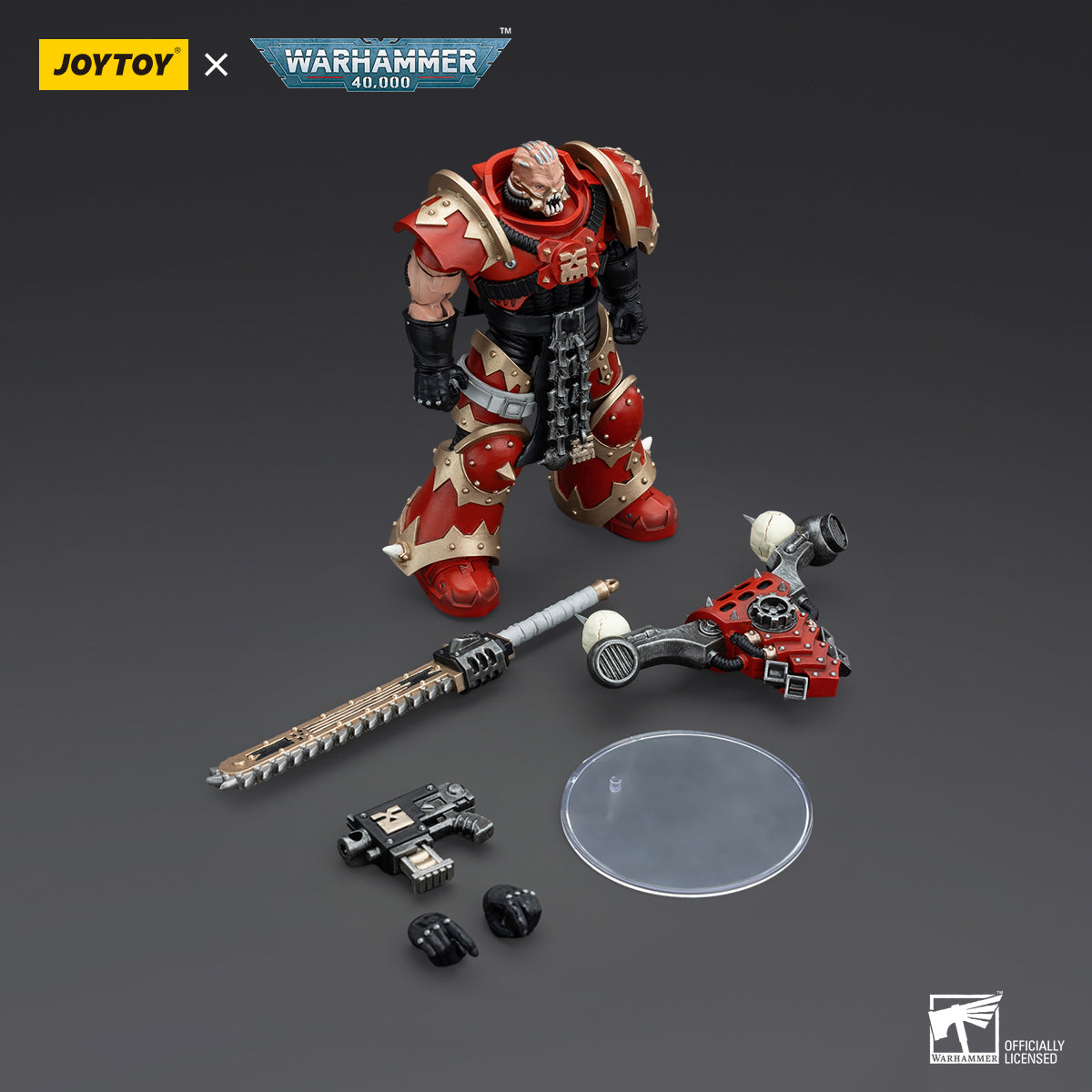 (Only Shipped to the US) JOYTOY Warhammer 40K 1/18 World Eaters Khorne Berzerker with Eviscerator Chainsword Action Figure