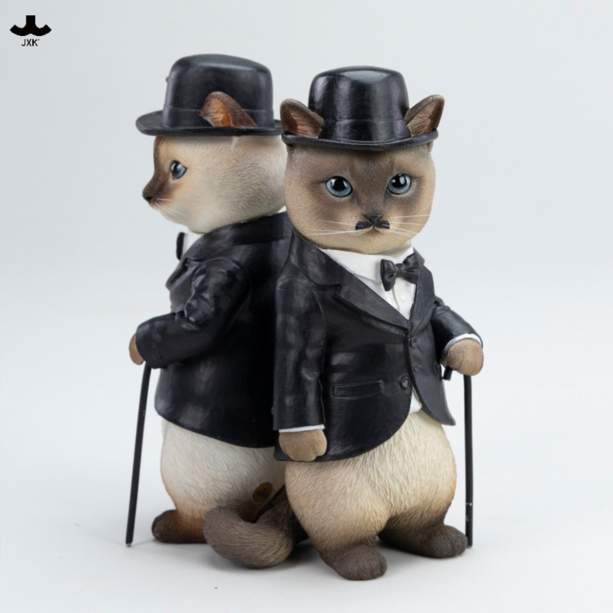 JXK Chaplin Cat (JXK344) Static Expertly Hand-Painted Lifelike Animal Figurine