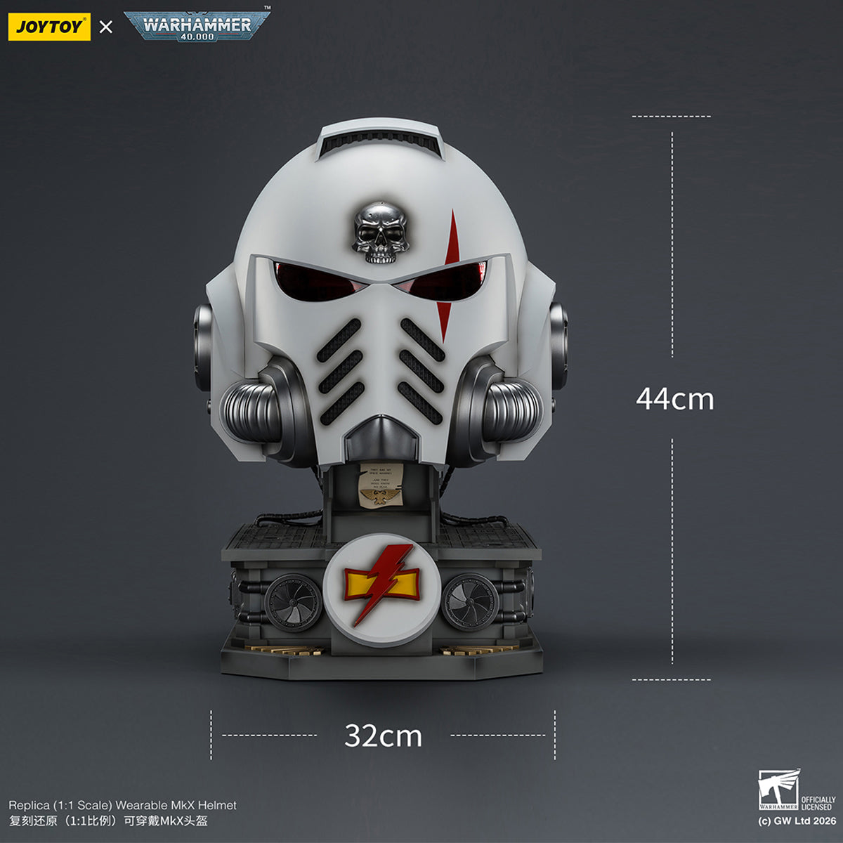 JOYTOY Warhammer 40,000 White Scars MkX Helmet & Display Stand 1/1 Scale Helmet Replica