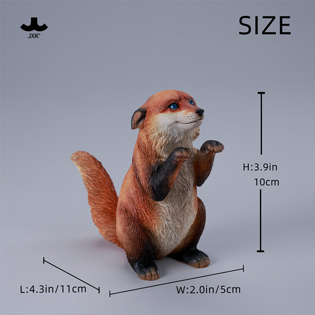 JXK Fluffy Fox Static Expertly Hand-Painted Lifelike Animal Figurine