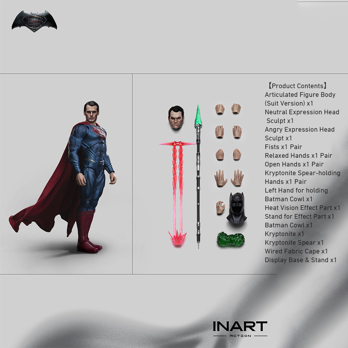 INART The Batman HG M0006 1/12 Figure | 3 Heads, Wired Cape & Diorama Base