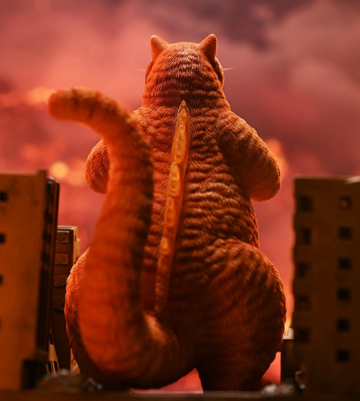 JXK JXK226A Orange Meowzilla Expertly Hand-Painted, Lifelike Animal Figurine
