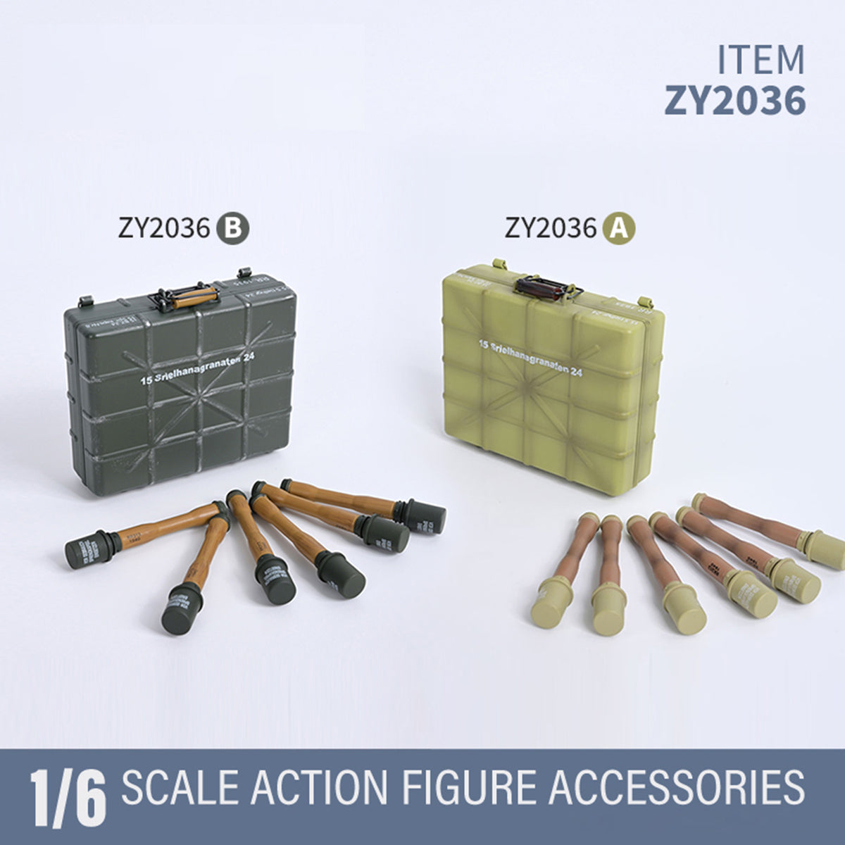 ZYTOYS, WWII Grenade Weapon Model, Doll Accessory for 12-inches Figure