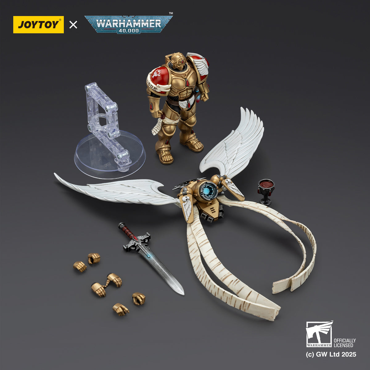 JOYTOY Dark Angels Deathwing Knight With Power Sword Storm & The Sanguinor with Encarmine Broadsword 1/18 Scale Action Figure