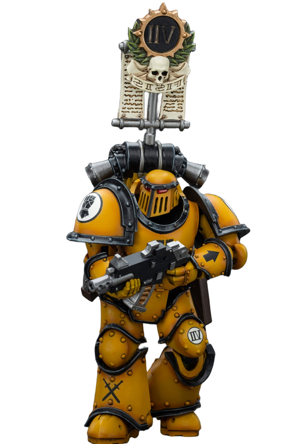 HiPlay JoyToy 40K Collectible Figure: Imperial Fists Legion MkIII Tactical Squad Legionary with Legion Vexilla 1:18 Scale Action Figures JT9053