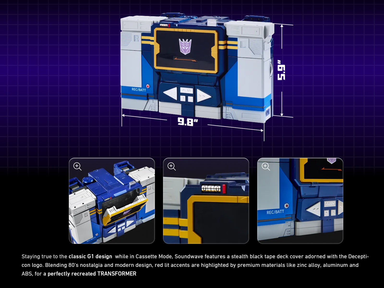 Robosen 36.4cm Flagship Series Transformers G1 Soundwave SBG1 English Version Action Figures Model
