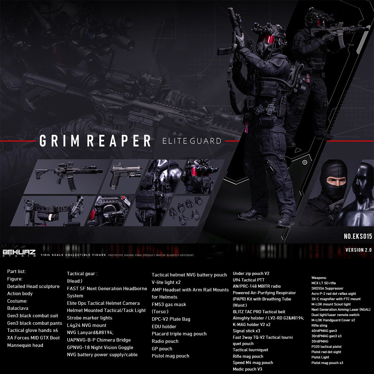 EKUAZ STUDIO Grim Reaper Company Elite Guard 2.0 EKS015S 1/6 Scale Action Figure