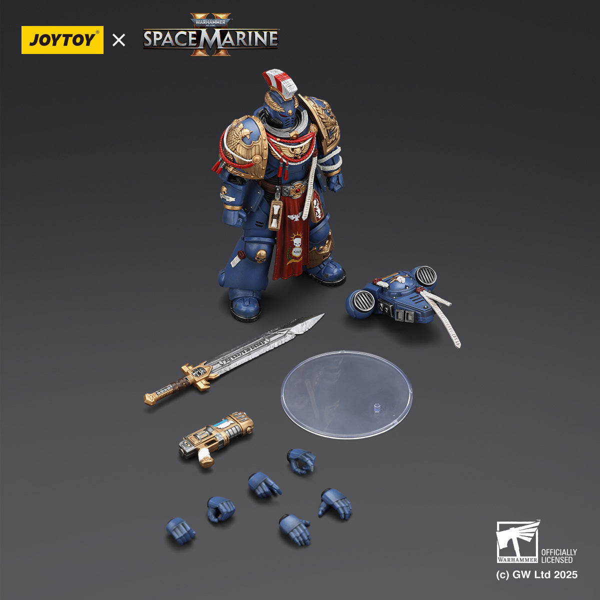 JOYTOY Ultramarines Relic Primus Armour with Plasma Pistol and Combat Blade & Ultramarines Heavy Artificer Armor with Relic Multi-Melta & Ultramarines Heavy Relic Primus Armor with Heavy Relic Bolt Rifle