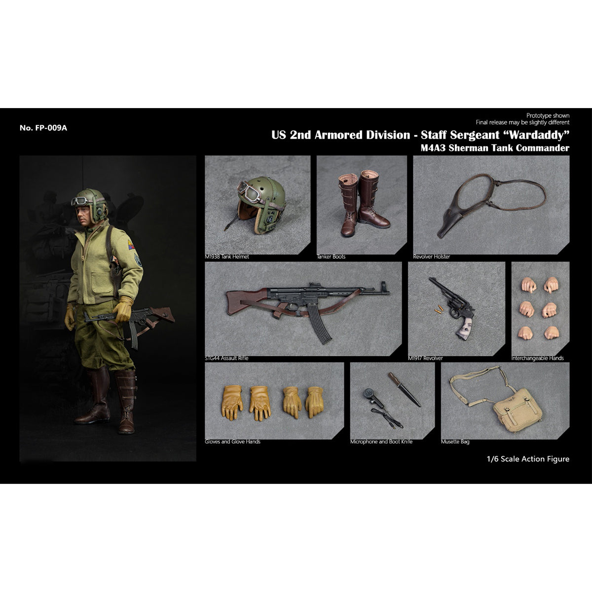 Facepoolfigure 1/6 2nd Armored Division: Sherman Tank Commander FP009A Standard Edition Action Figure