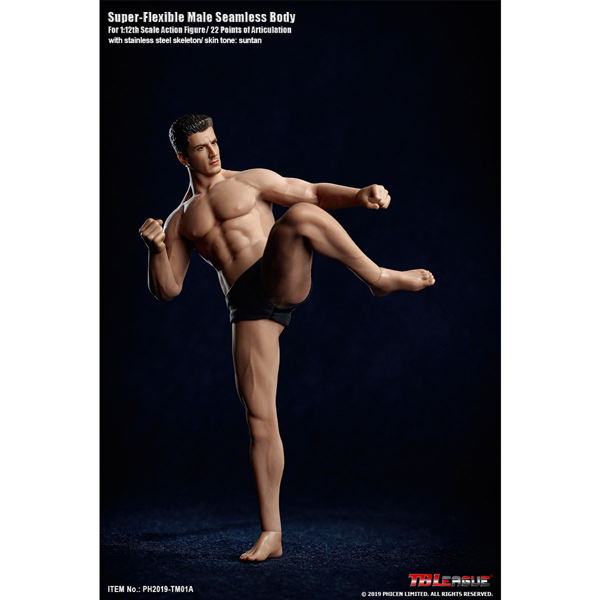 TBLeague, Seamless Muscular Male Body Suntan-Skin with Head Sculpt, Action Figures Body