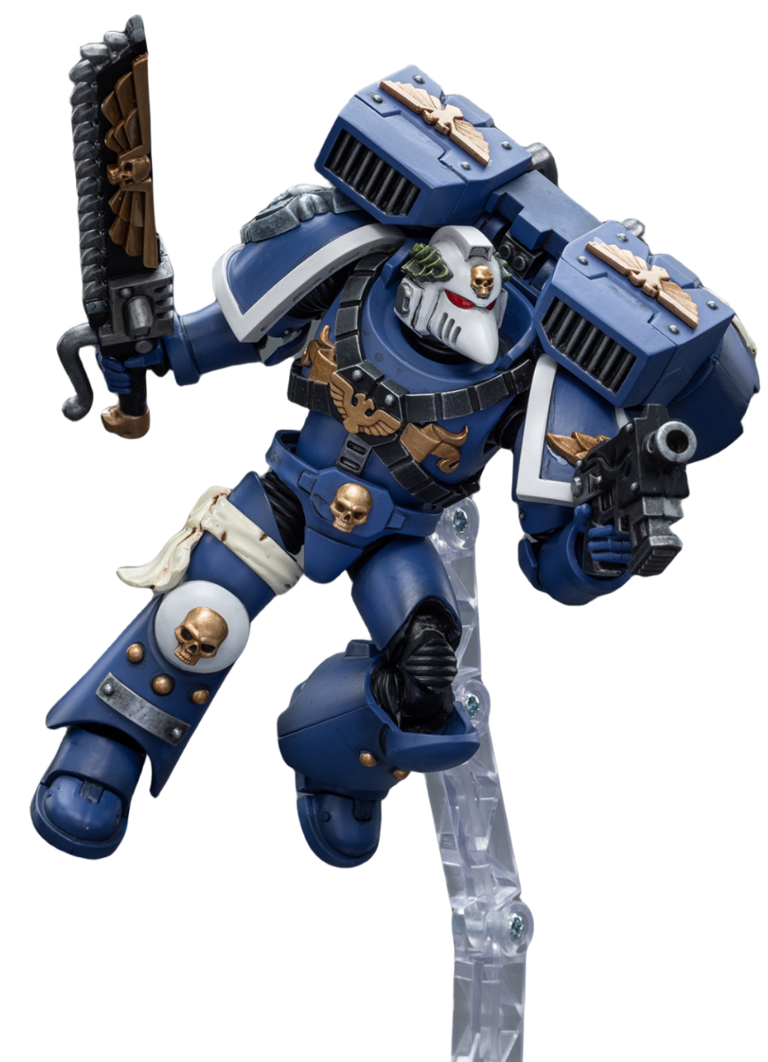 HiPlay JoyToy Warhammer 40K Collectible Figure: Ultramarines Vanguard Veteran with Chainsword and Bolt Pistol 1:18 Scale Action Figures (Chainsword and Bolt Pistol JT8025)