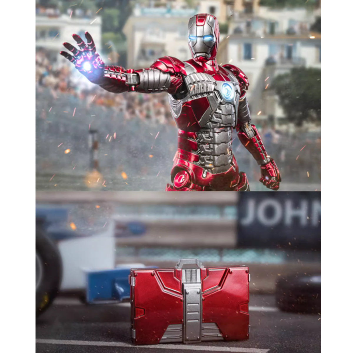 ZD Toys Anniversary Series Collectible Action Figure Full Set: Iron Man MK5, Illuminated Edition, Height 18cm Miniature
