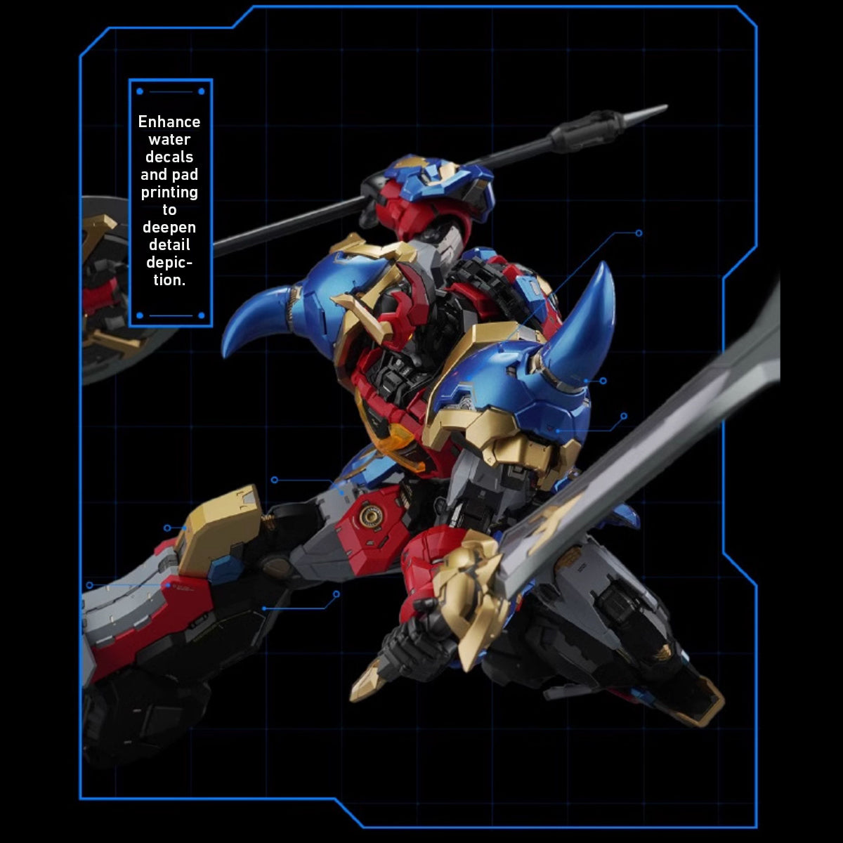MOSHOWTOYS Sengoku Majin Goshogun con luces, figura de acción transformable de fundición a presión