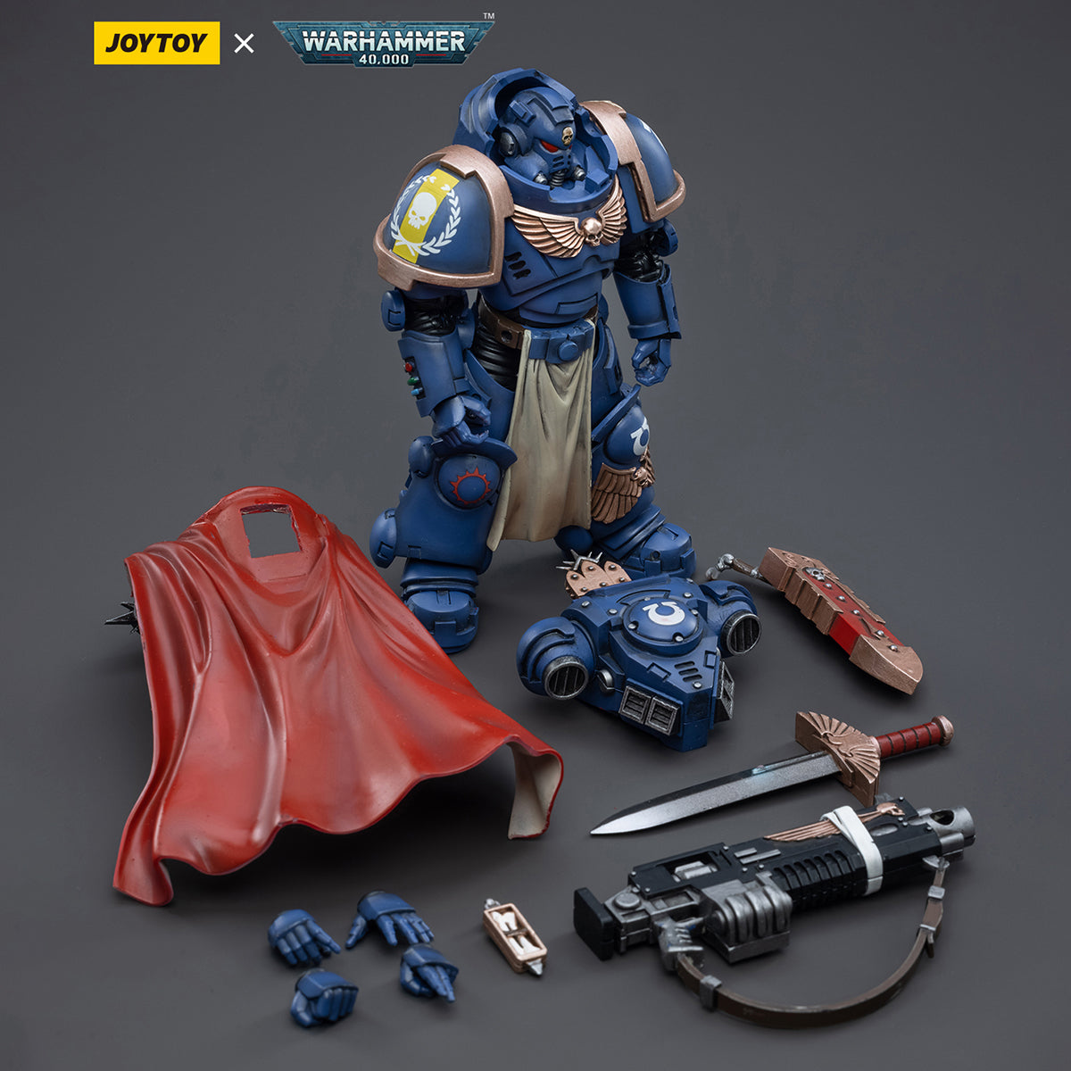 JOYTOY Warhammer 40,000 Ultramarines Captain with Master-crafted Heavy Bolt rifle JT3556 1/18 Scale Action Figure