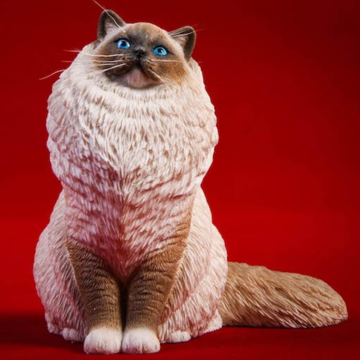 HiPlay JXK Collectible Cat Figure: Ragdoll, Expertly Hand-Painted, Lifelike, Safe Resin, 1:6 Scale Miniature Animal Figurine