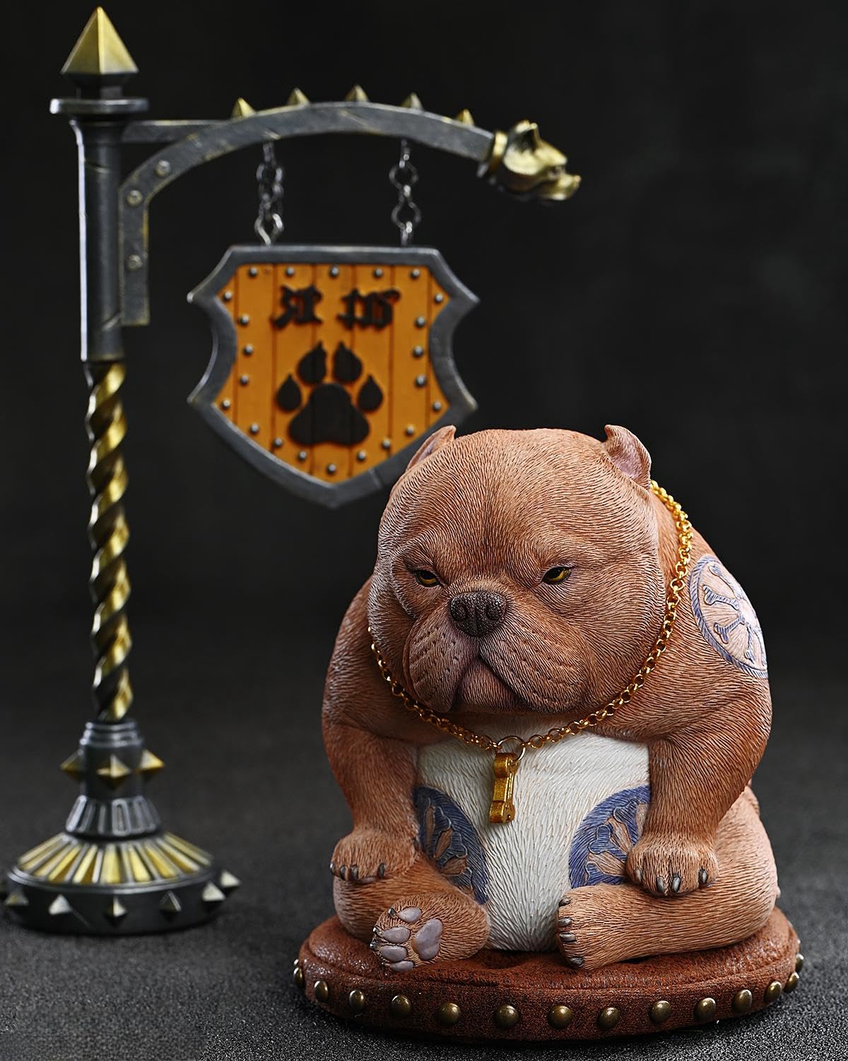 HiPlay JXK Collectible Dog Figure: Street Fighter Dog, 1:12 Scale Miniature Animal Figurine