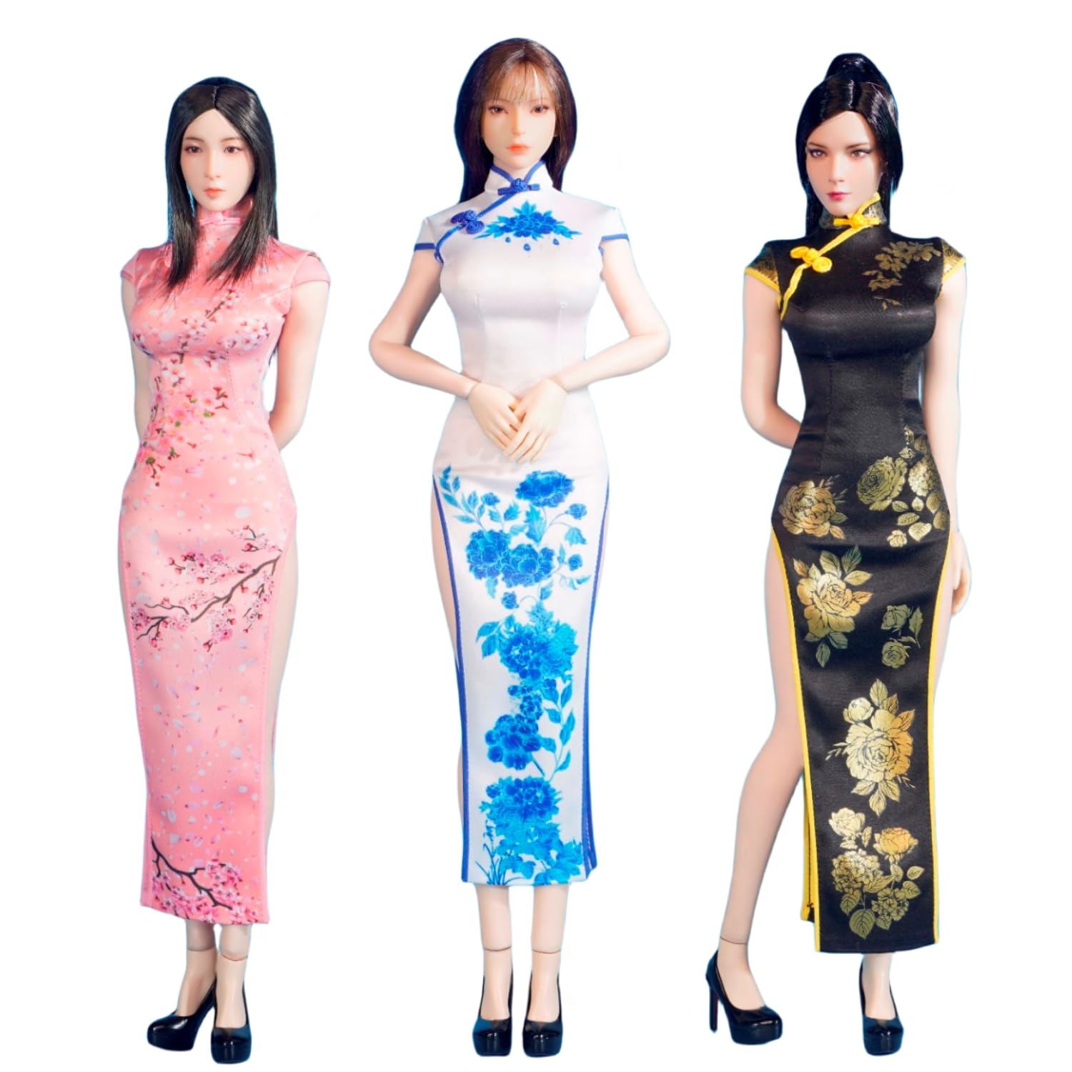 HiPlay 1/6 Scale Figure Doll Clothes: Chinese-Style Printed Cheongsam for 12-inch Collectible Action Figure