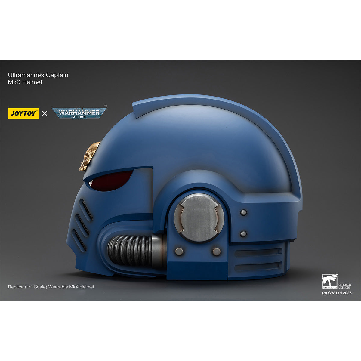 JOYTOY Warhammer 40K Ultramarines Captain MkX Helmet & Display Stand 1/1 Scale