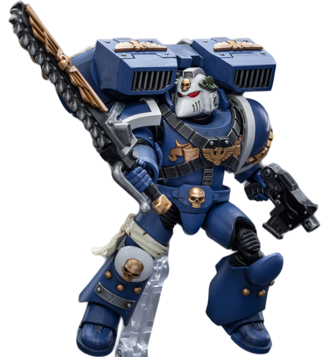 HiPlay JoyToy Warhammer 40K Collectible Figure: Ultramarines Vanguard Veteran with Chainsword and Bolt Pistol 1:18 Scale Action Figures (Chainsword and Bolt Pistol JT8025)