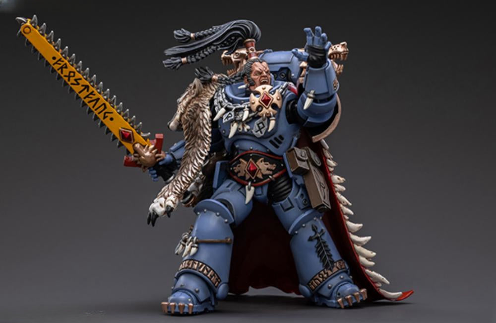 Figura coleccionable JoyToy de Warhammer 40K: Figuras de acción de Ragnar Melena Negra de los Lobos Espaciales