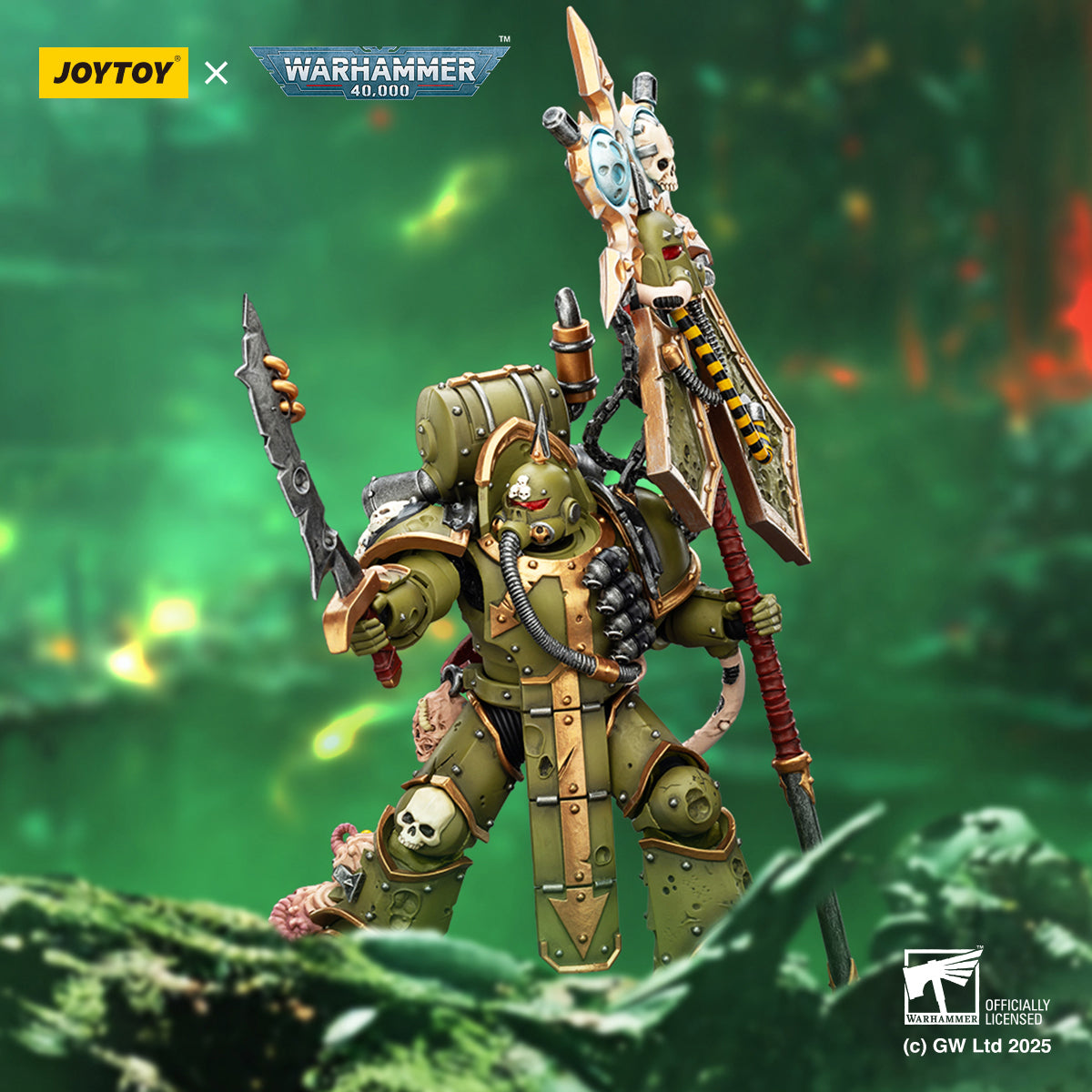 JOYTOY Warhammer Death Guard Blightlord Terminator & Plague Marine Icon bearer with Boltgun and Plague knife 1/18 Scale Action Figure