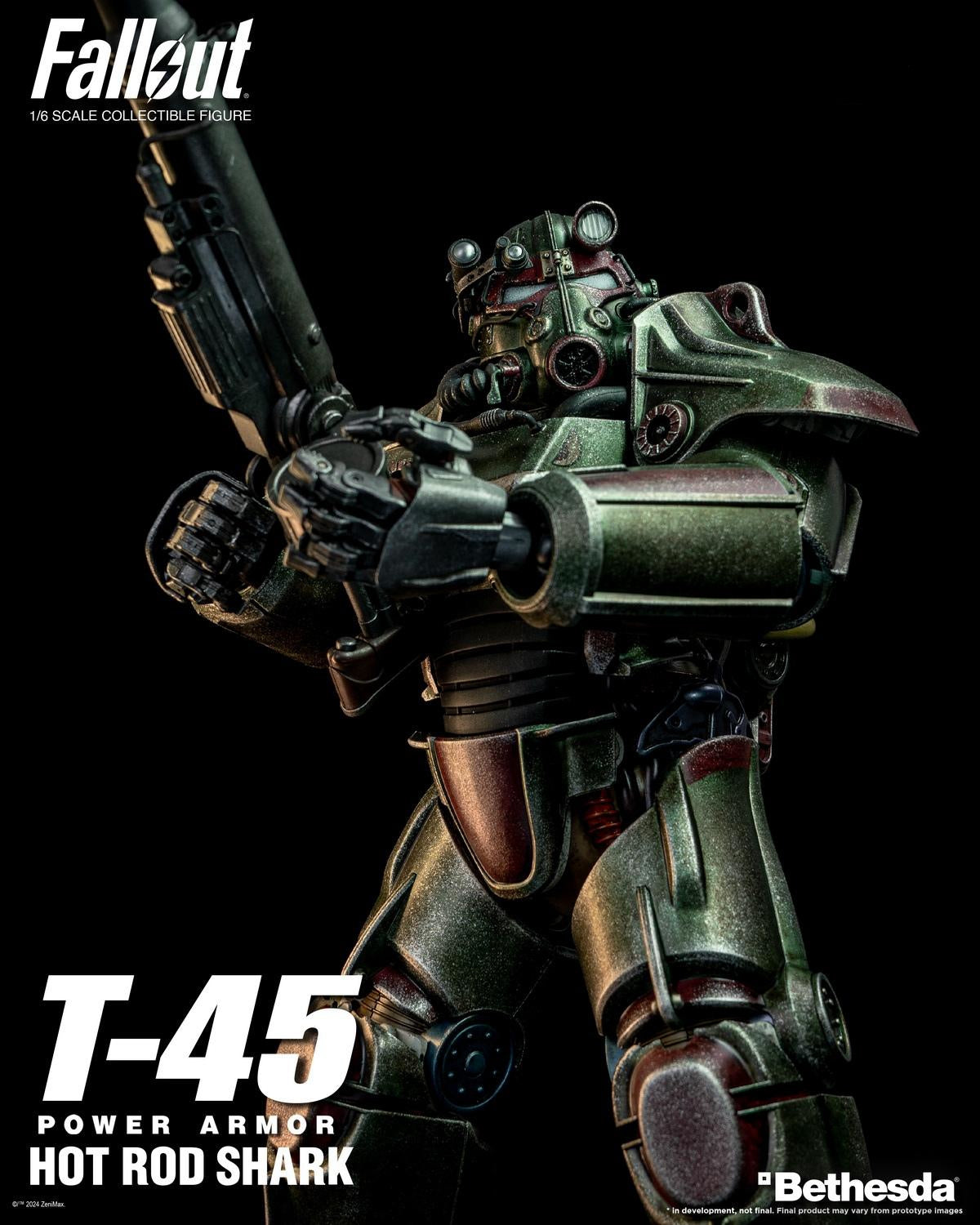 Figurine articulée Threezero Fallout T-45 Hot Rod Shark avec armure assistée