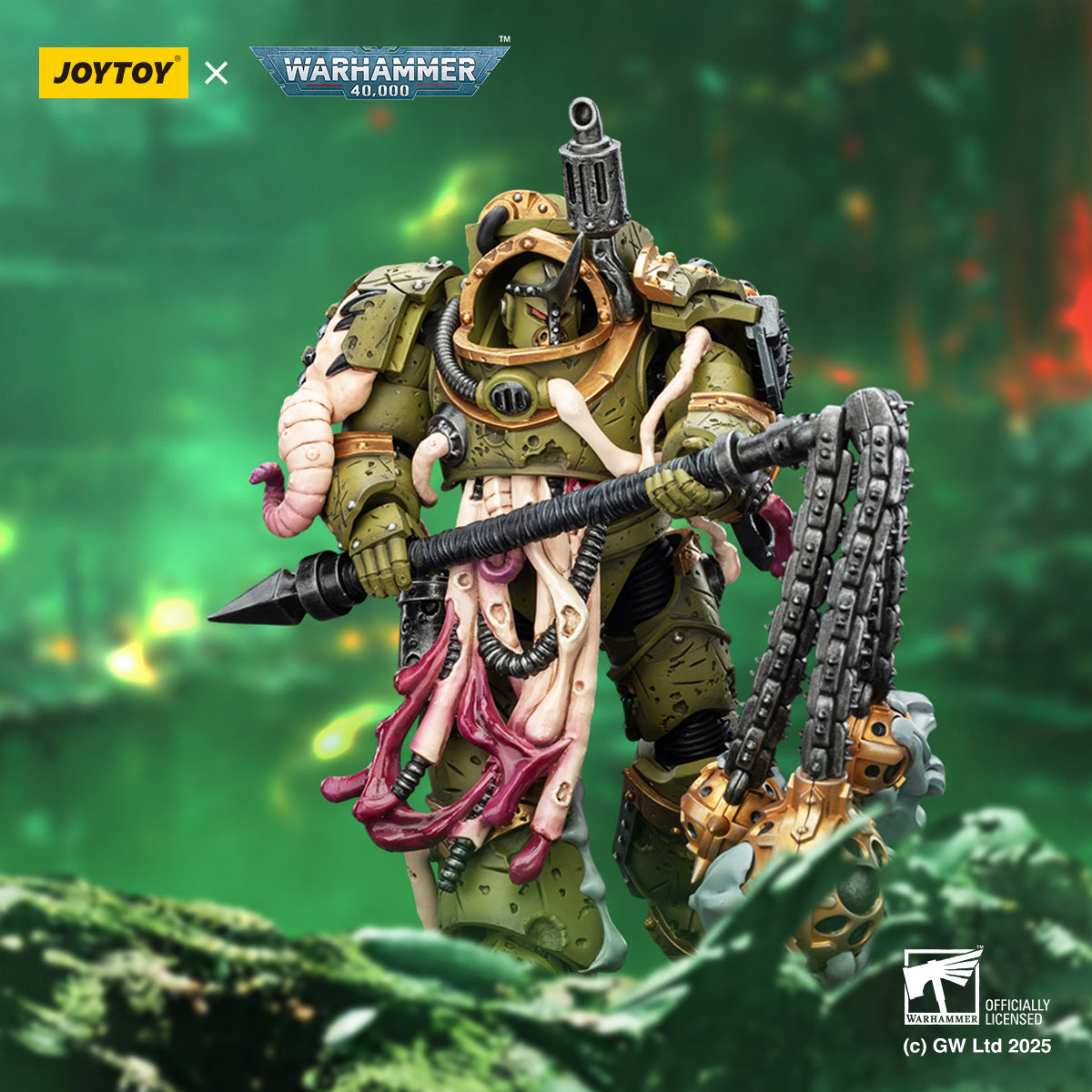 JOYTOY Warhammer Death Guard Blightlord Terminator & Plague Marine Icon bearer with Boltgun and Plague knife 1/18 Scale Action Figure