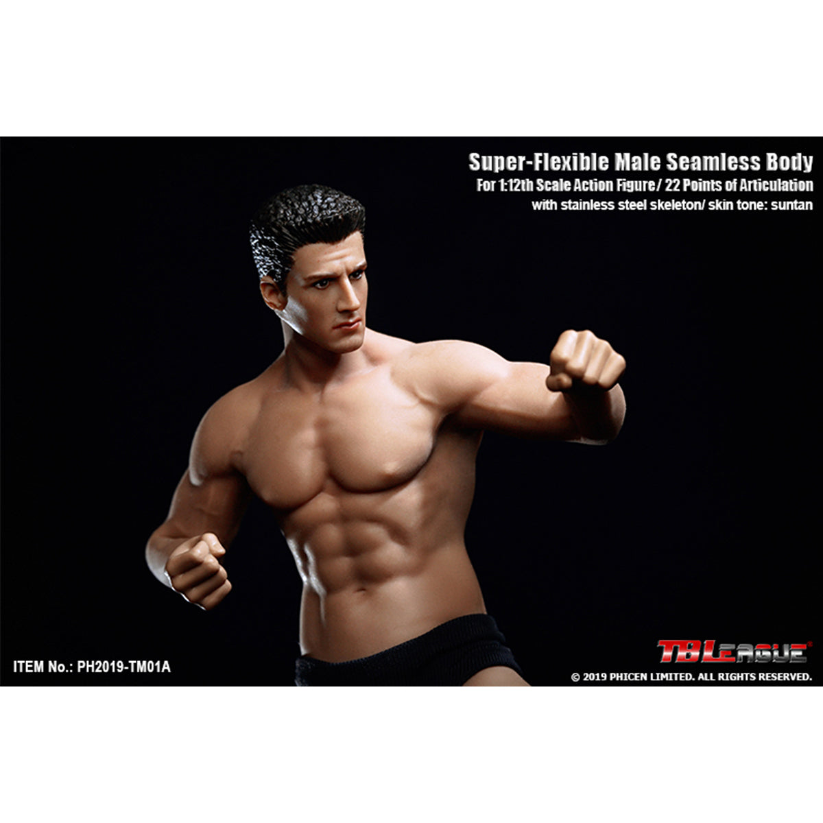 TBLeague, Seamless Muscular Male Body Suntan-Skin with Head Sculpt, Action Figures Body