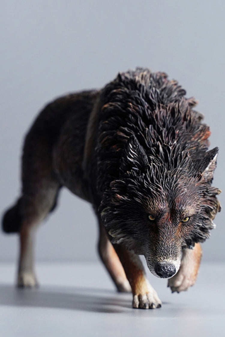 JXK Collectible Wolf Figure: North American Gray Wolf, Expertly Hand-Painted, Lifelike, Safe Resin, 1:6 Scale Miniature Animal Figurine