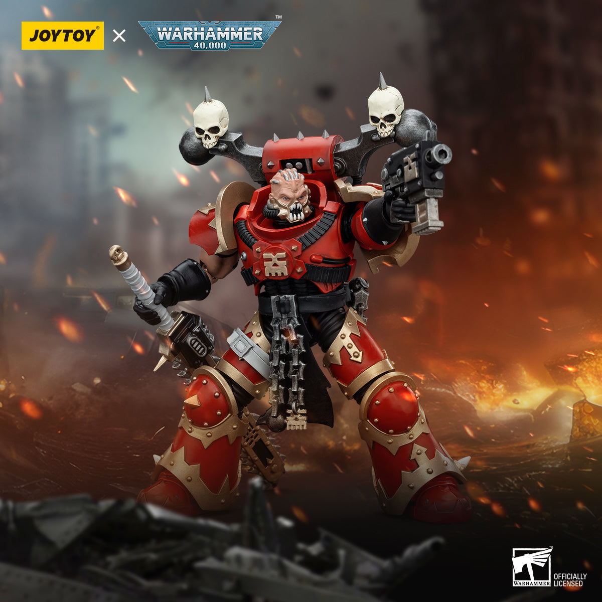 (Only Shipped to the US) JOYTOY Warhammer 40K 1/18 World Eaters Khorne Berzerker with Eviscerator Chainsword Action Figure
