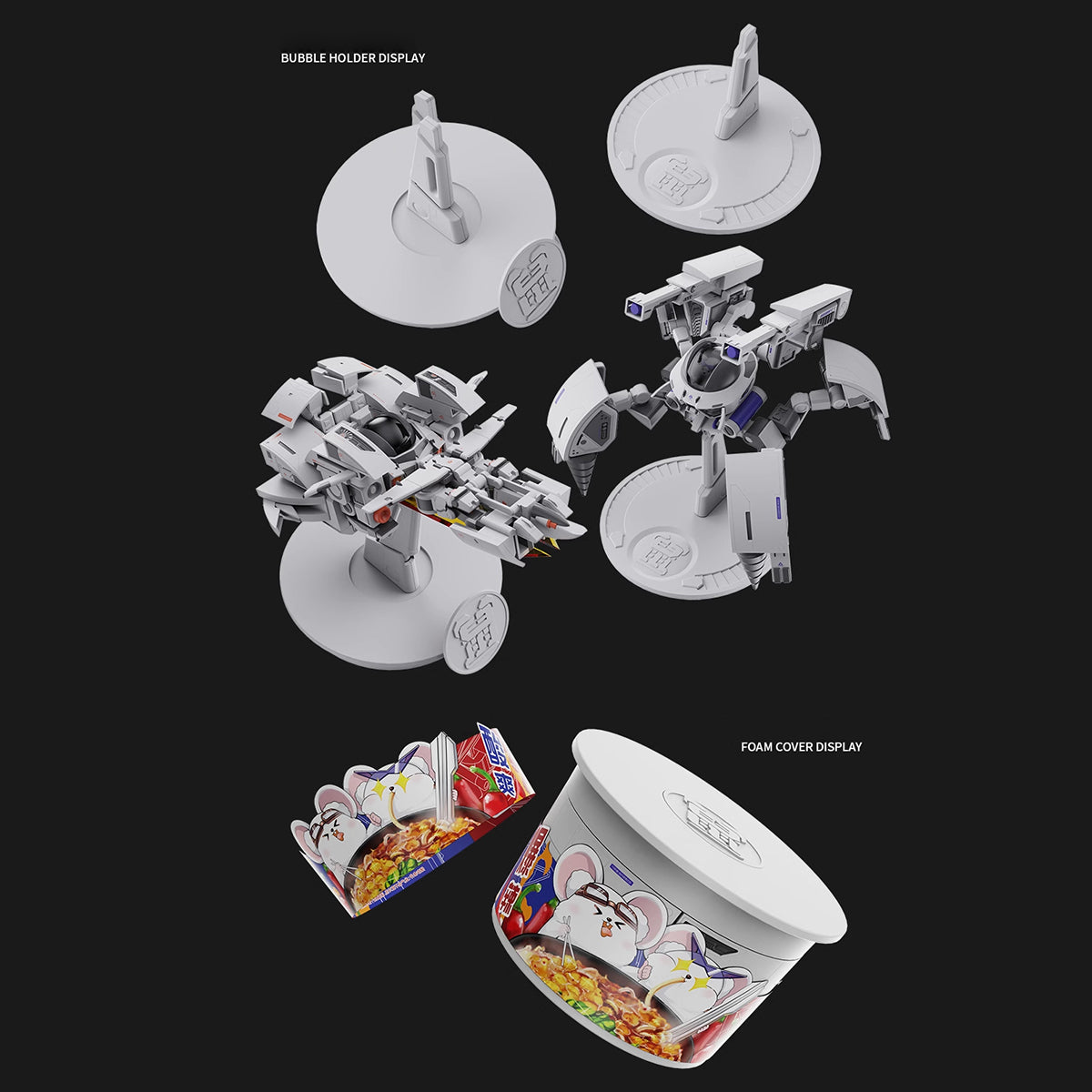 Loong Spirit Hidden Beast Face Zodiac Mecha Rat Instant Noodle Assembly Model Kits