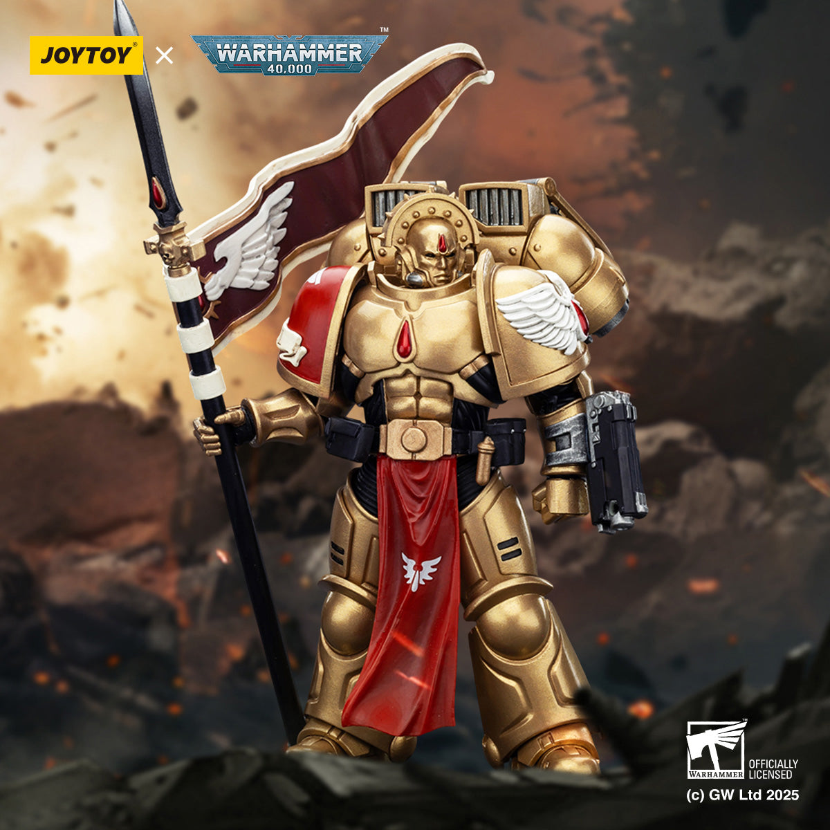 (Only Shipped to the US) JOYTOY Blood Angels Sanguinary Guard 3 with Angelus Boltgun and Encarmine Spear JT01864 1/18 Scale Action Figure
