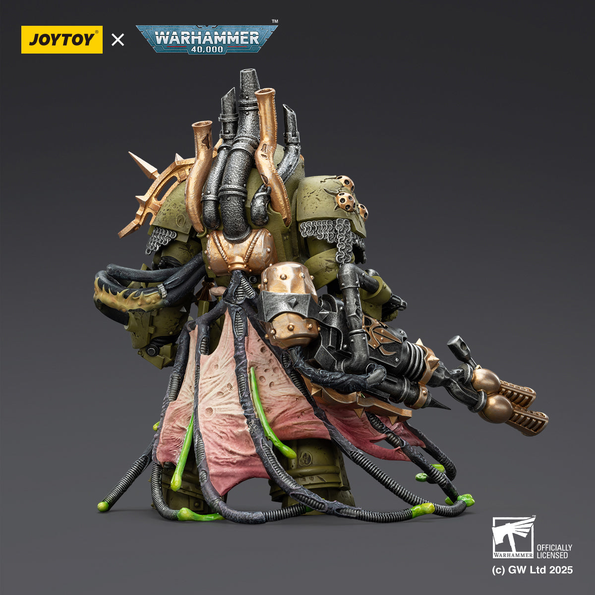 JOYTOY Warhammer Death Guard Lord of Virulence with Power Fist and Twin Plague Spewer & Foul Blightspawn with Plague Sprayer 1/18 Scale Action Figure