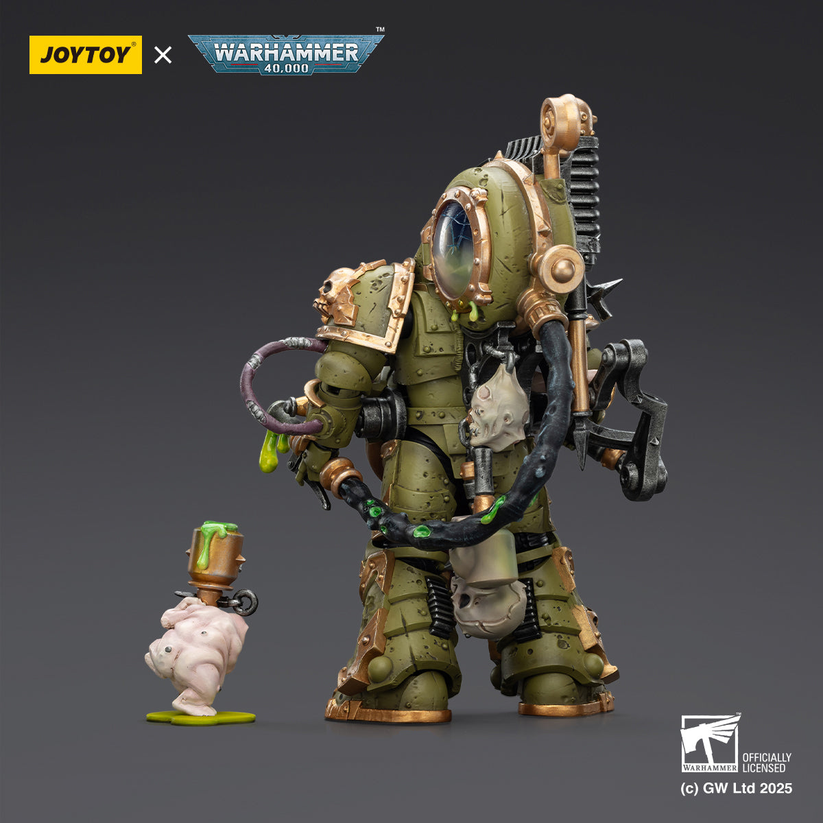 JOYTOY Warhammer Death Guard Lord of Virulence with Power Fist and Twin Plague Spewer & Foul Blightspawn with Plague Sprayer 1/18 Scale Action Figure