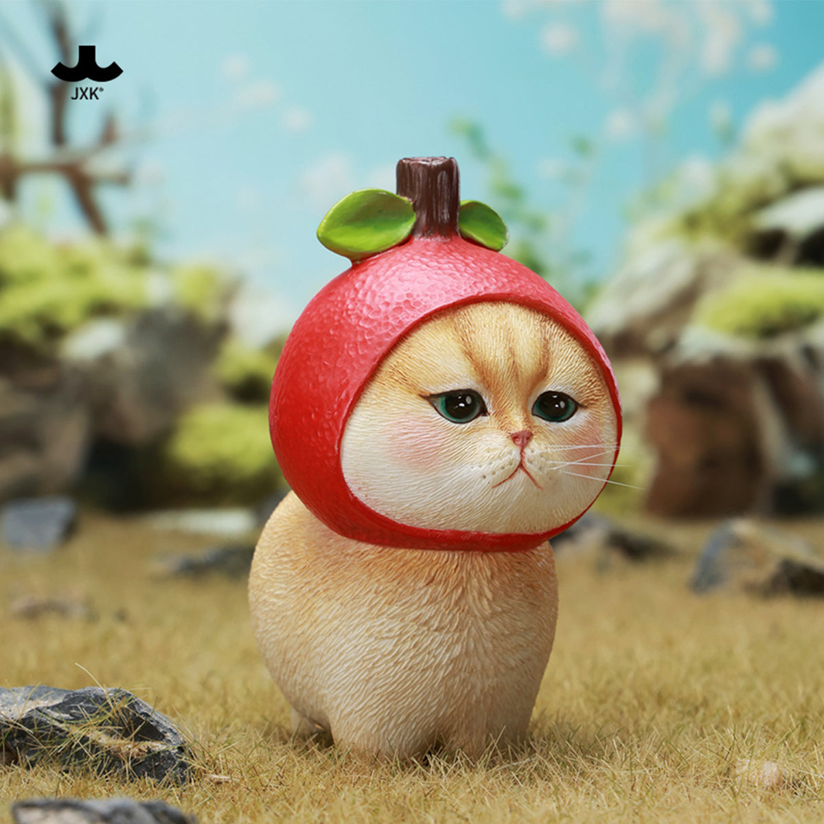 JXK Pawpple Cat Static Expertly Hand-Painted Lifelike Animal Figurine