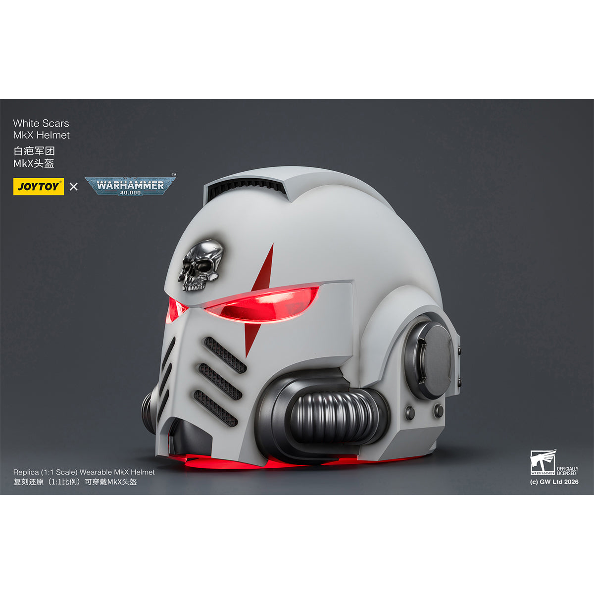 JOYTOY Warhammer 40,000 White Scars MkX Helmet & Display Stand 1/1 Scale Helmet Replica