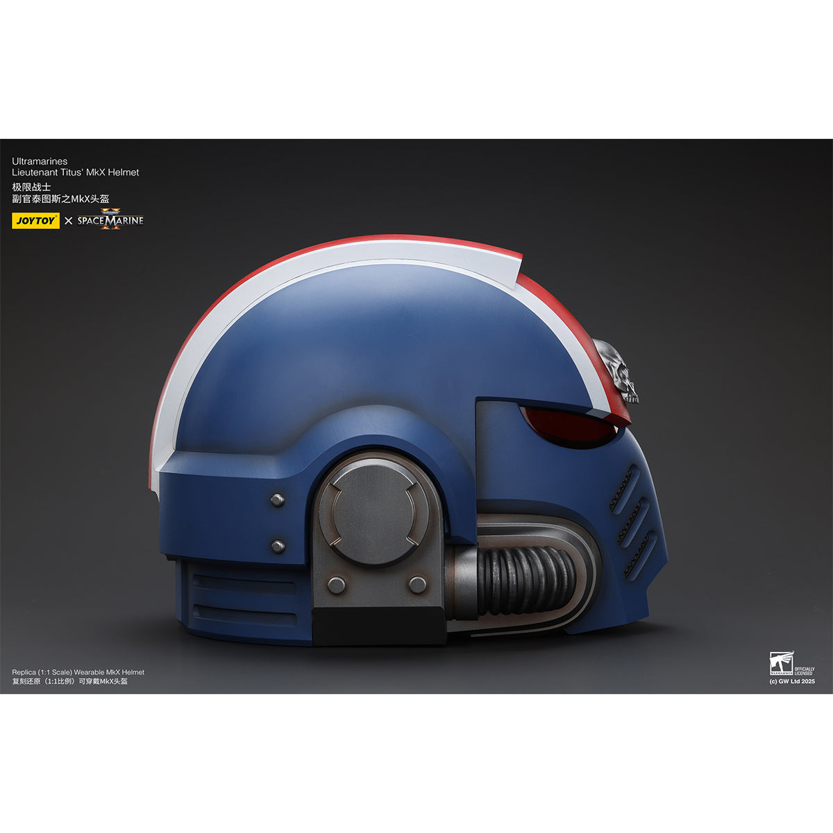 JOYTOY Warhammer 40,000, Ultramarines Lieutenant Titus' MKX Helmet & Display Stand, 1/1 Scale Collectibles
