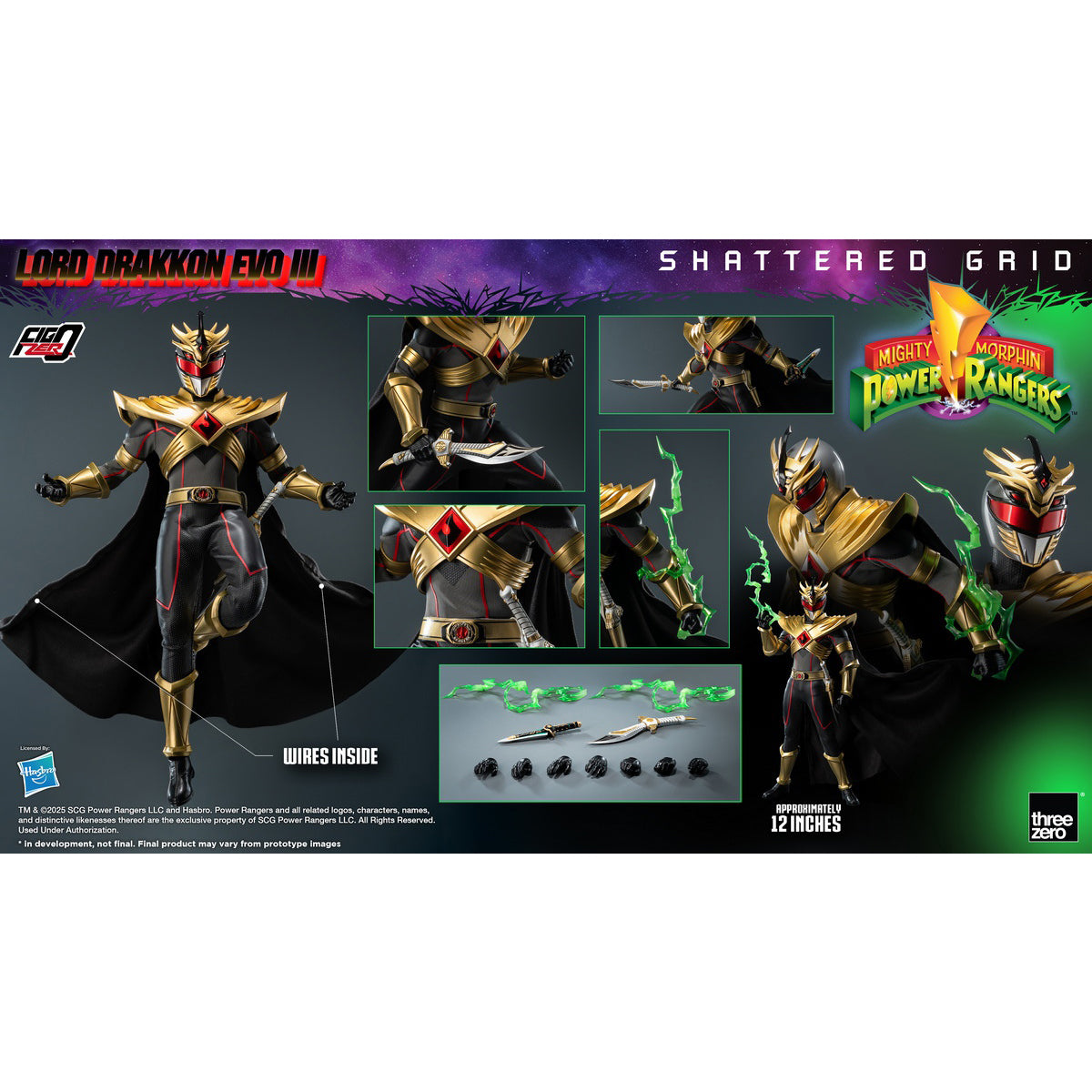 Threezero Mighty Morphin Power Rangers: Shattered Grid Lord Drakkon Evo III 3Z10260W0 1/6 Scale Action Figure