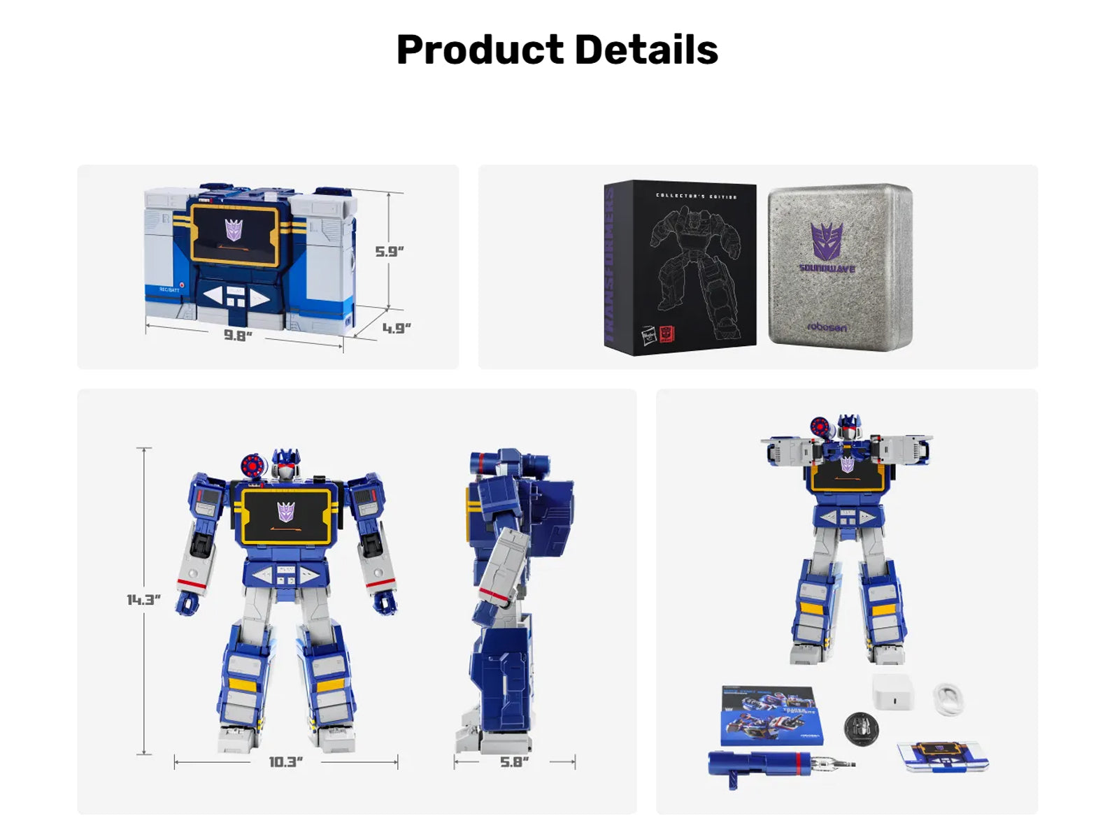 Robosen 36.4cm Flagship Series Transformers G1 Soundwave SBG1 English Version Action Figures Model
