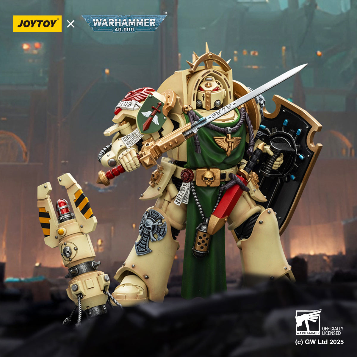 (Only Shipped to the US) JOYTOY Dark Angels Deathwing Knight 1 With Power Sword Storm Shield and teleport homer JT02489 1/18 Scale Action Figure