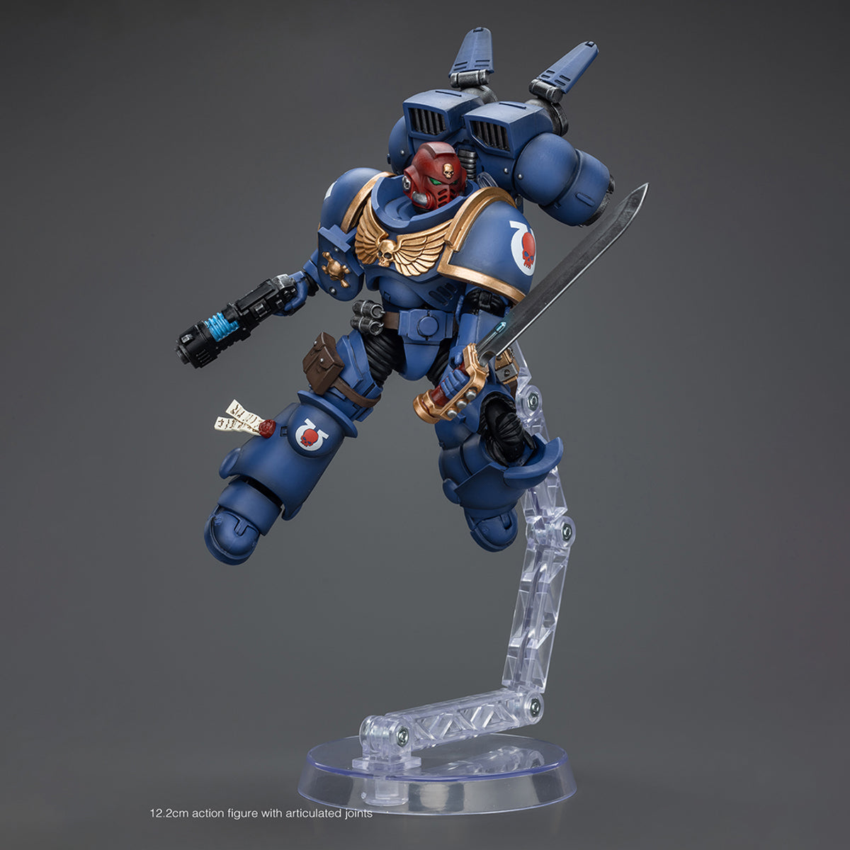 HiPlay JoyToy Warhammer 40K Collectible Figure: Ultramarines Jump Pack Intercessors Sergeant with Plasma Pistol and Power Sword 1:18 Scale Action Figures JT1378