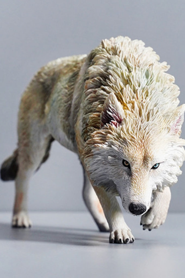 JXK Collectible Wolf Figure: North American Gray Wolf, Expertly Hand-Painted, Lifelike, Safe Resin, 1:6 Scale Miniature Animal Figurine