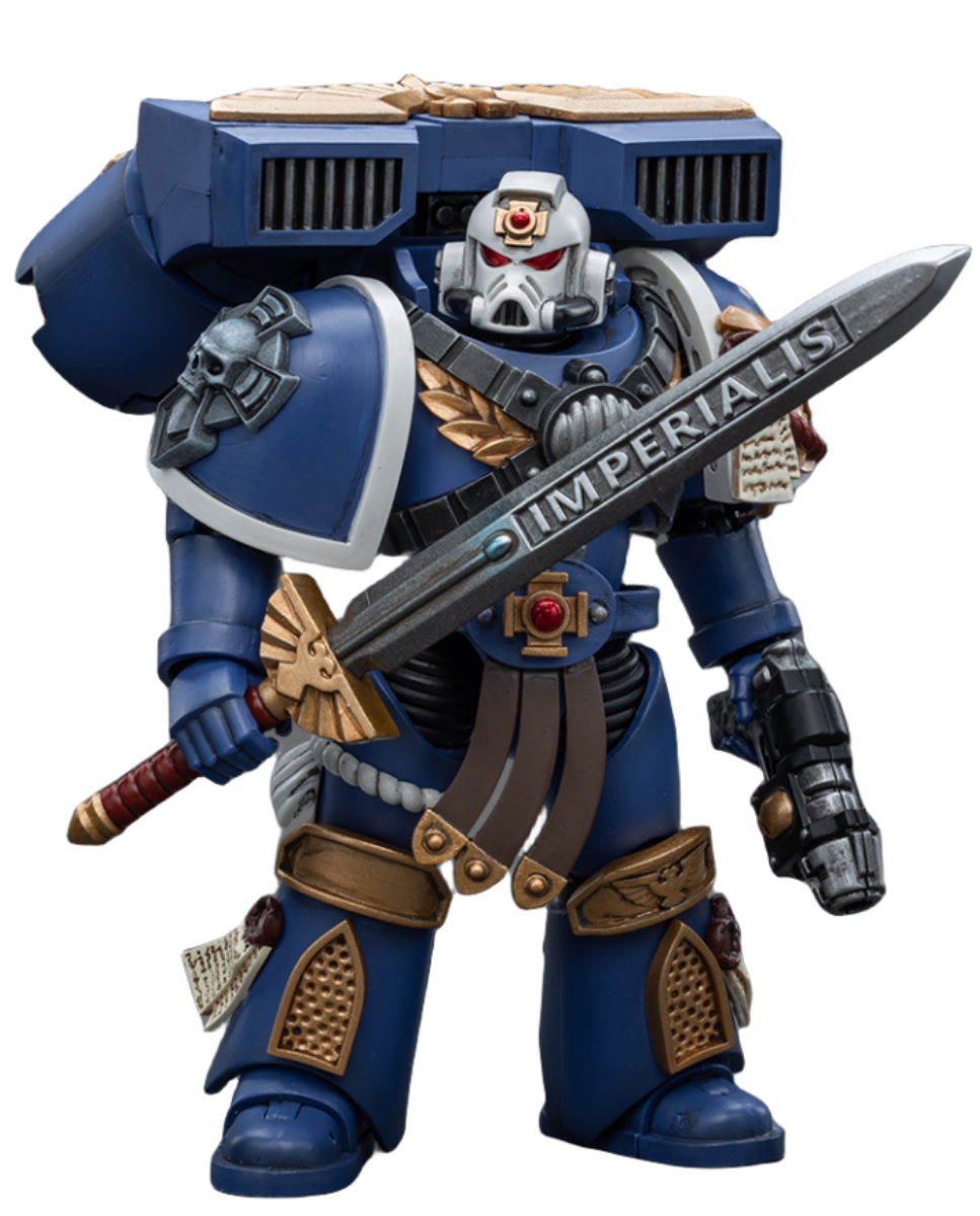 HiPlay JoyToy 40K Collectible Figure: Ultramarines Vanguard Veteran Sergeant 1:18 Scale Action Figures (Sergeant JT8018)