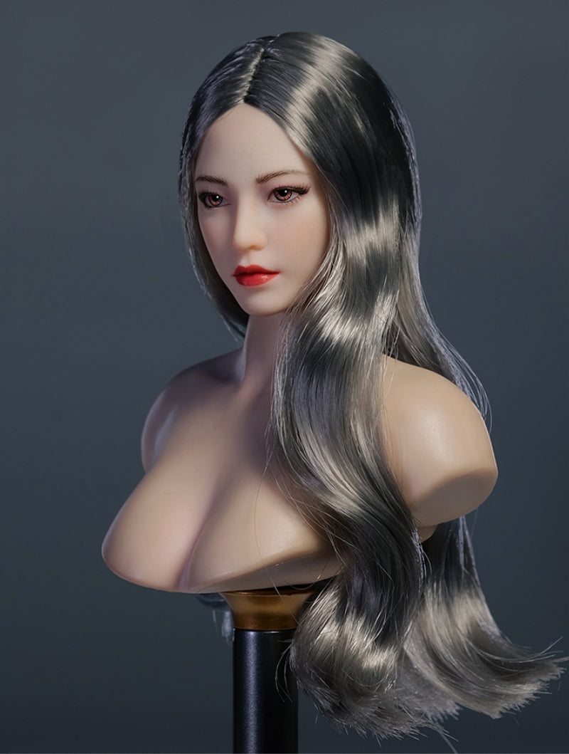 YMTOYS Asian Female Head Sculpt Huali (YMT102A) Realistic Beauty Headplay with Rooted Hair 1/6 Scale fit Action Figure