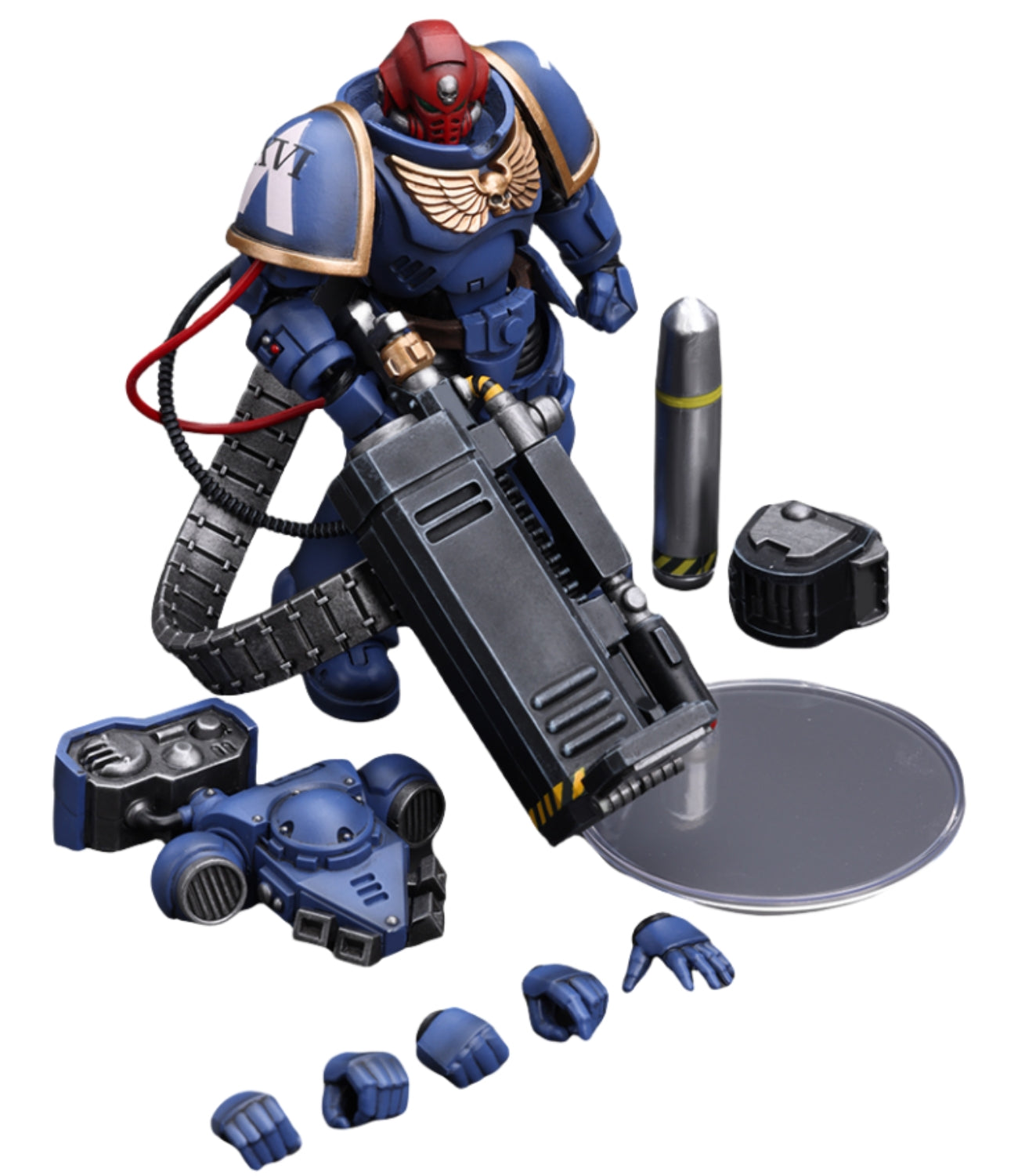 HiPlay JoyToy Warhammer 40K Collectible Figure: Ultramarines Sergeant with Vengor Launcher 1:18 Scale Action Figures (Sergeant with Vengor Launcher JT8803)