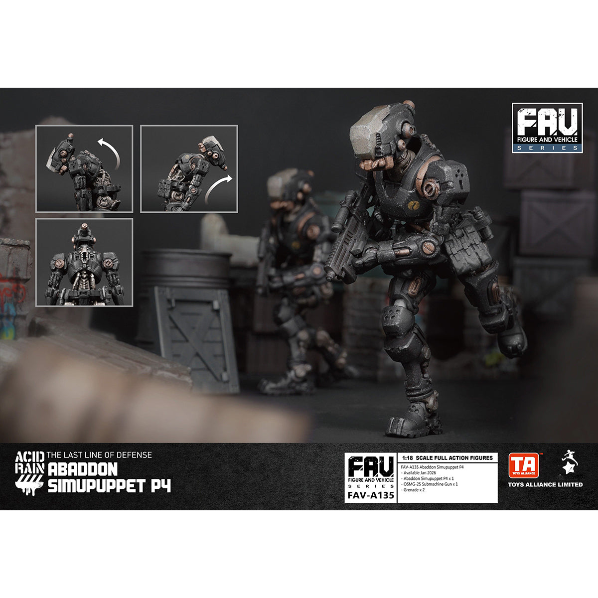 TOYS ALLIANCE Acid Rain World FAV-A135 Abaddon Simupuppet P4 1/18 Scale Action Figure
