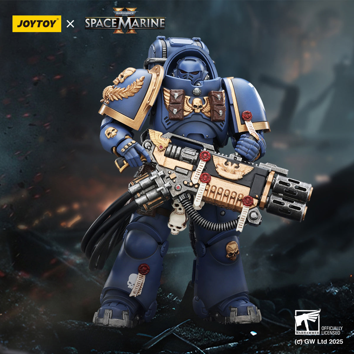 JOYTOY Ultramarines Relic Primus Armour with Plasma Pistol and Combat Blade & Ultramarines Heavy Artificer Armor with Relic Multi-Melta & Ultramarines Heavy Relic Primus Armor with Heavy Relic Bolt Rifle