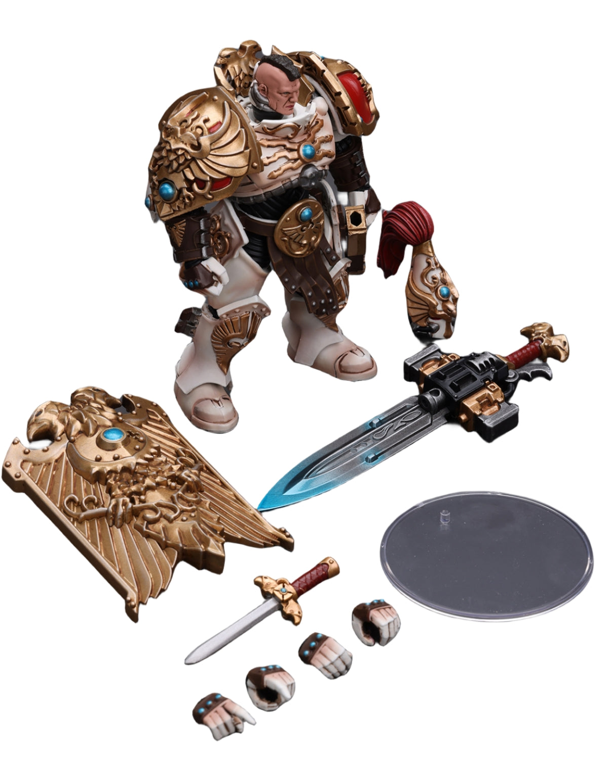 HiPlay JoyToy 40K Collectible Figure: Adeptus Custodes Solar Watch Custodian Guard with Sentinel Blade and Praesidium Shield 1:18 Scale Action Figures JT9343