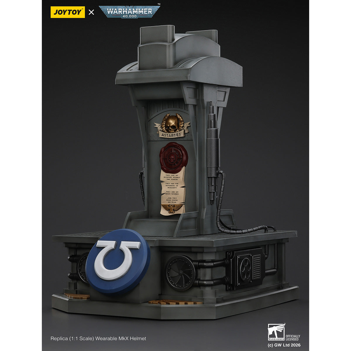 JOYTOY Warhammer 40K Ultramarines Captain MkX Helmet & Display Stand 1/1 Scale