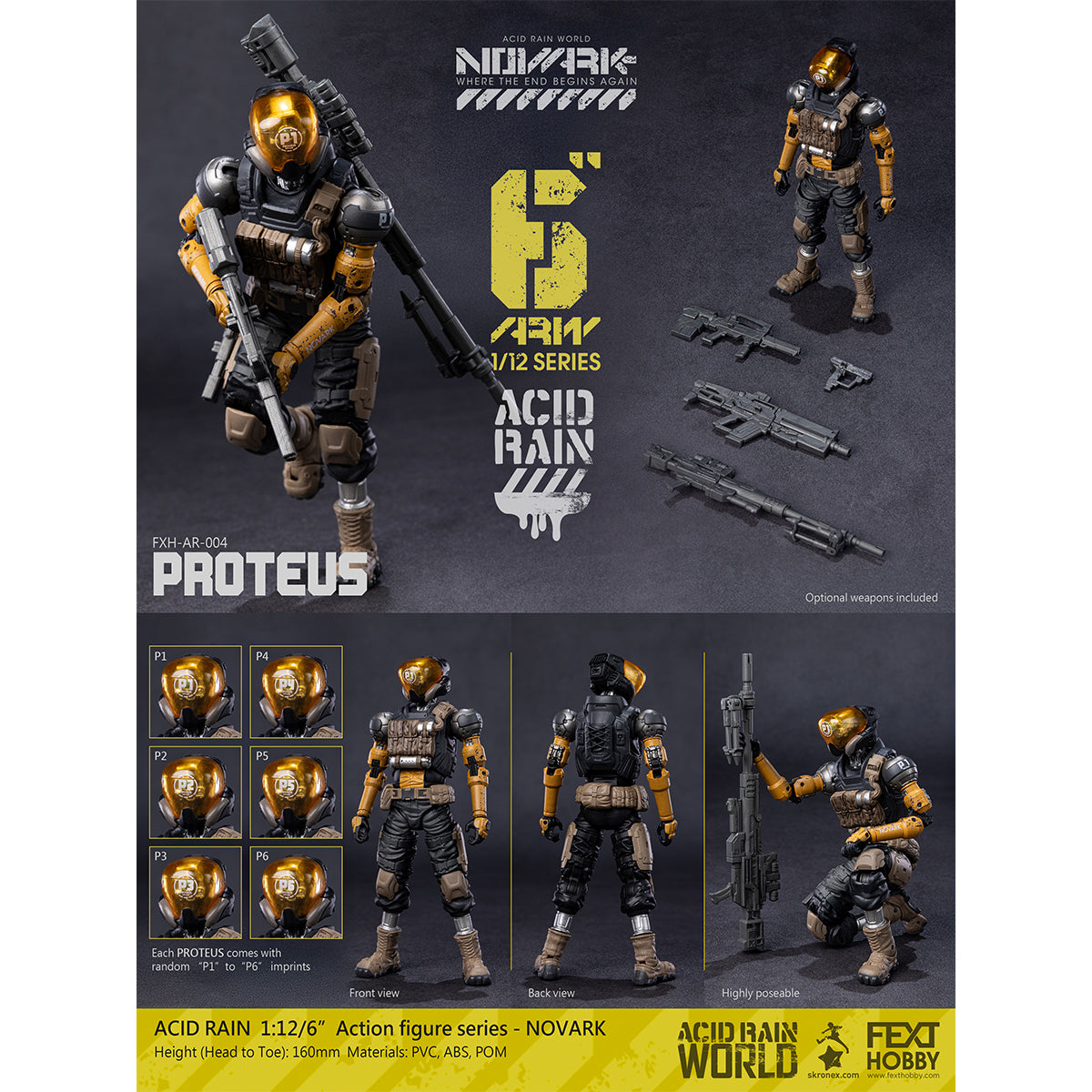 FEXT HOBBY Acid Rain World: Novark FXH-AR-001 THAME/FXH-AR-002 WAR BANNER/FXH-AR-003 SKULLWELDER/FXH-AR-004 PROTEUS 1/12 Scale Action Figure